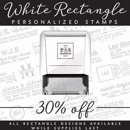 PSA Essentials -- White Rectangle Personalized Stamps -- The Envelope Please KY